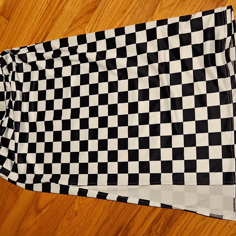 Black and White Checkered Midi Skirt